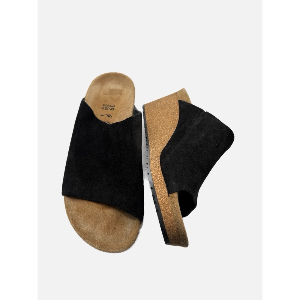 Papillio By Birkenstock Namica Wedges Black Suede Chunky Cork US 8-8.5 Womens